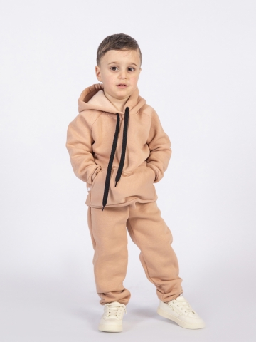 296-К. Свитшот с капюшоном + Штаны, хлопок 65%, 35% ПЭ, 3-х нитка (начес) коричневый 146,152,158